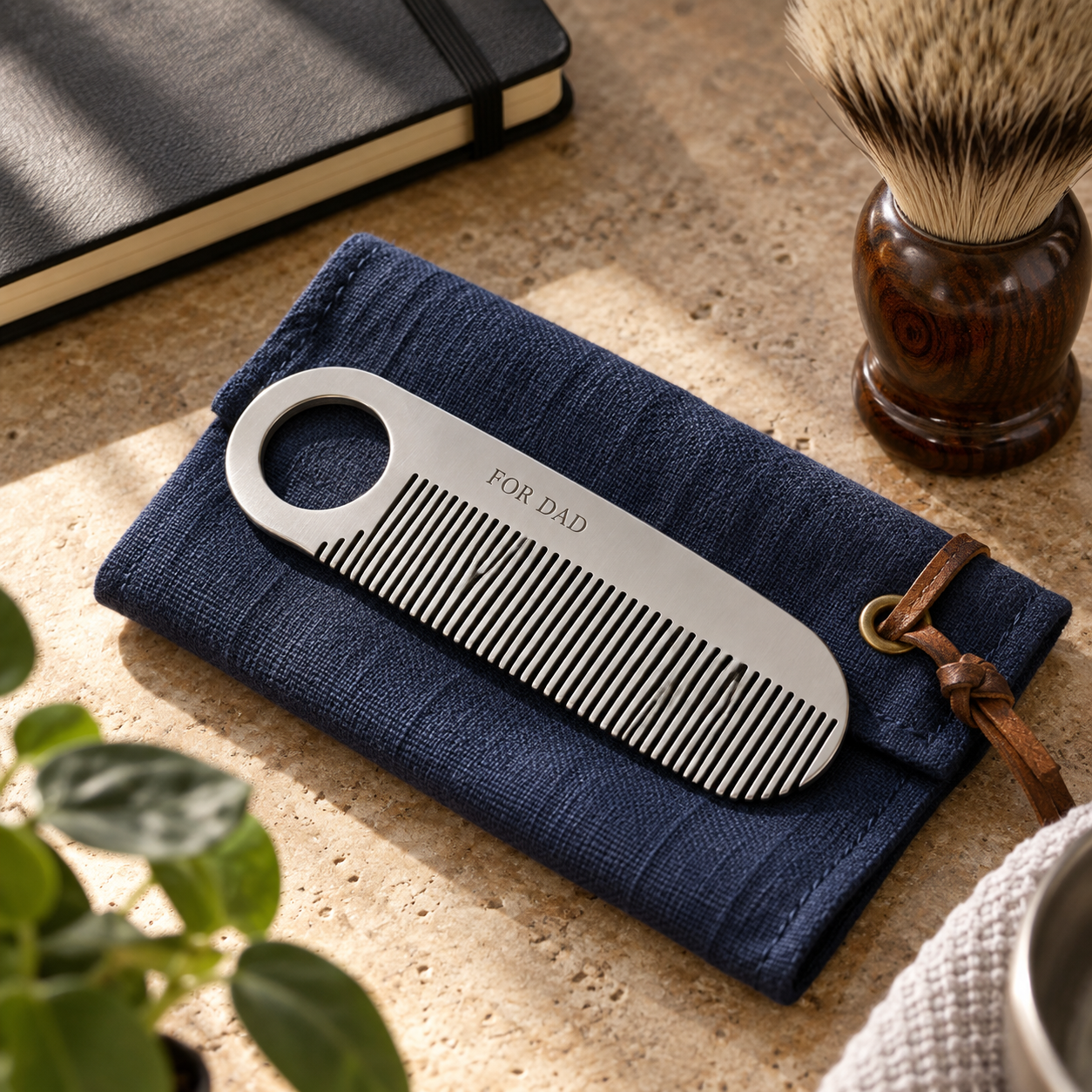Personalized Stainless Steel Beard Comb – Custom Engraved Grooming Gift