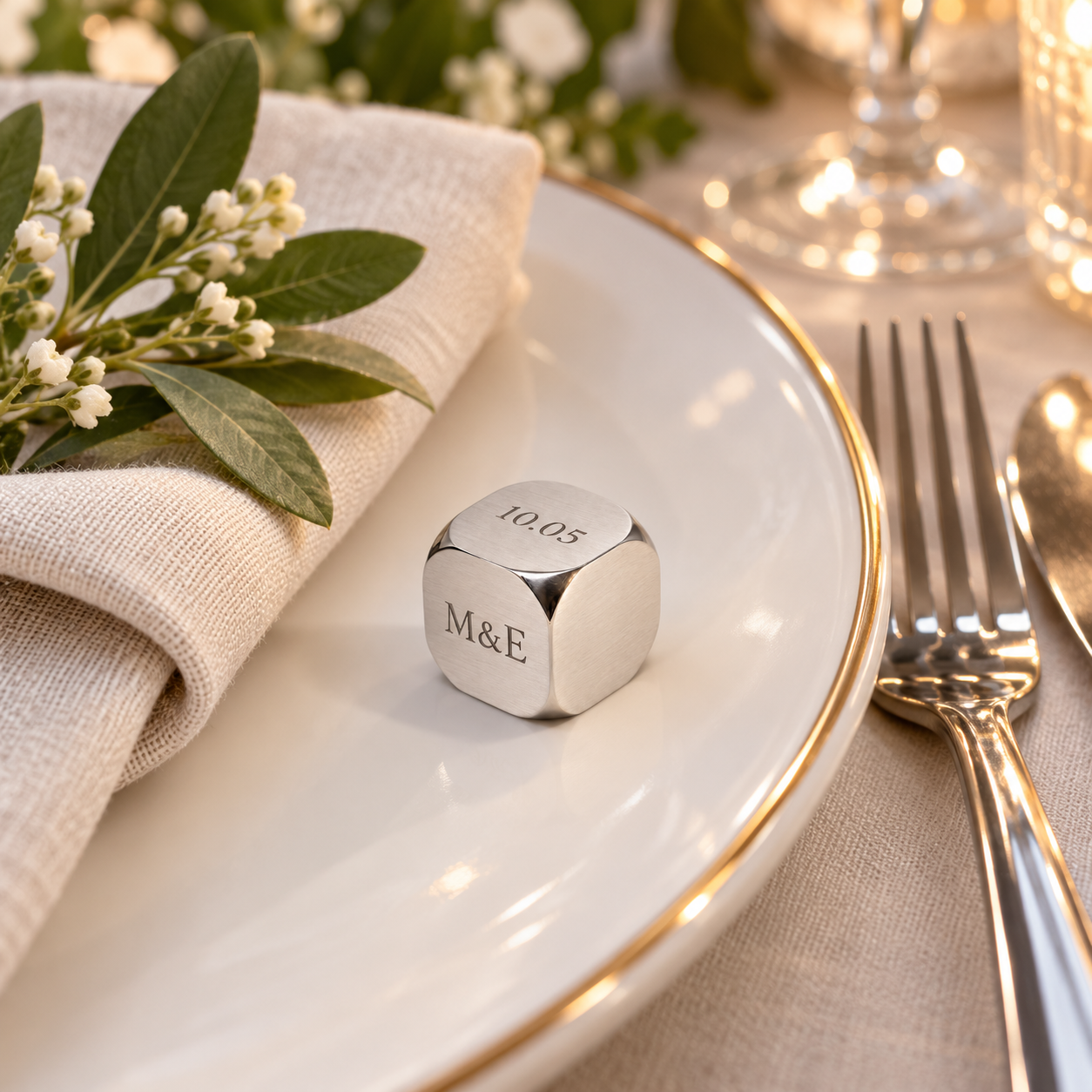 Personalized Six-Sided Metal Cube – Custom Laser Engraved Keepsake
