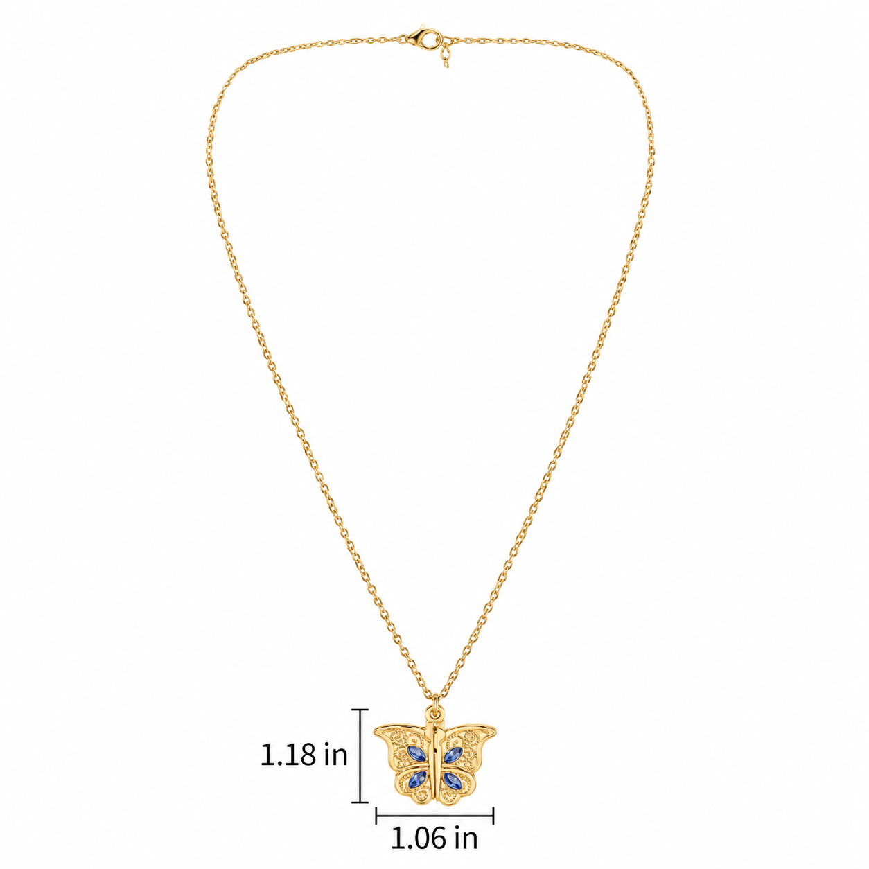 Personalized Folding Butterfly Necklace with Hidden Heart