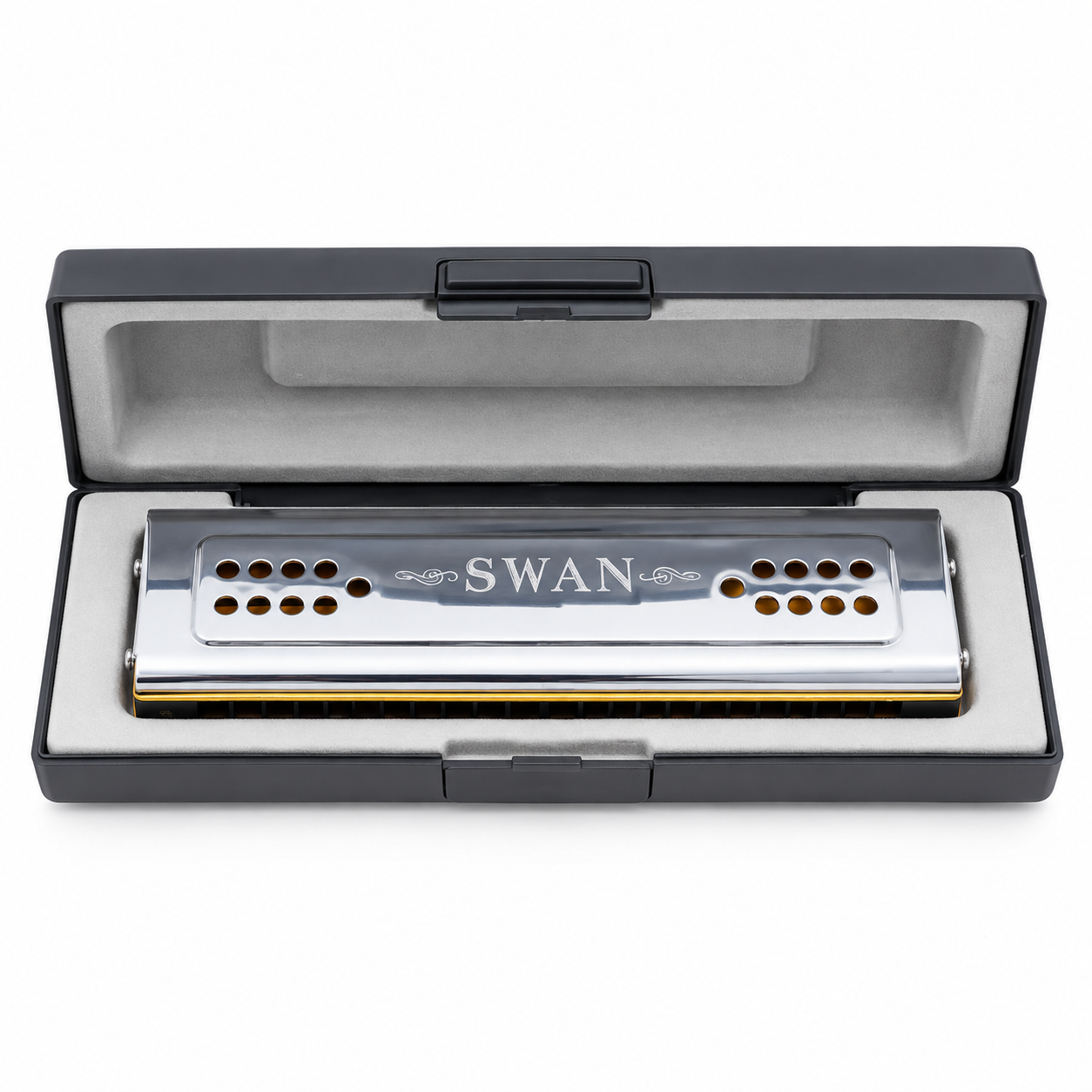 Personalized Silver Harmonica with Storage Case – Custom Engraved Gift