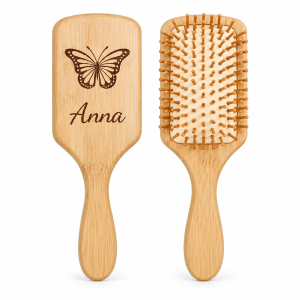 Personalized Wooden Paddle Hair Brush – Custom Engraved Name