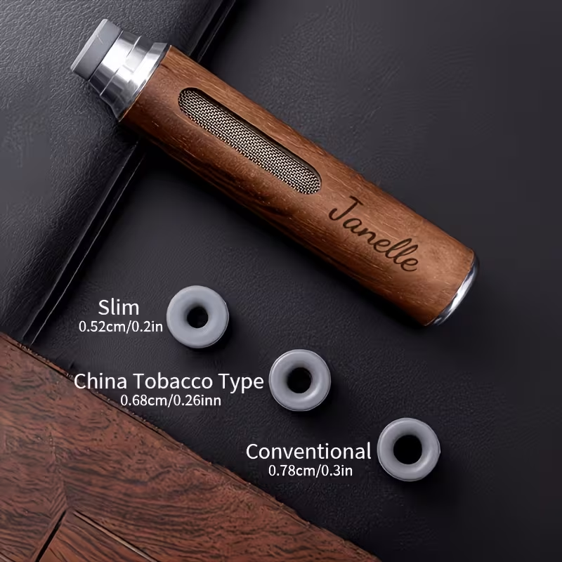 Personalized Handheld Ashtray – Portable Wood-Finish Cigarette Ash Holder