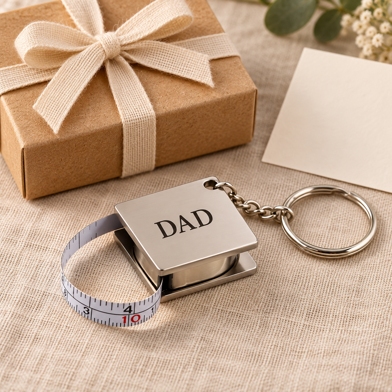 Personalized Metal Tape Measure Keychain with Engraving