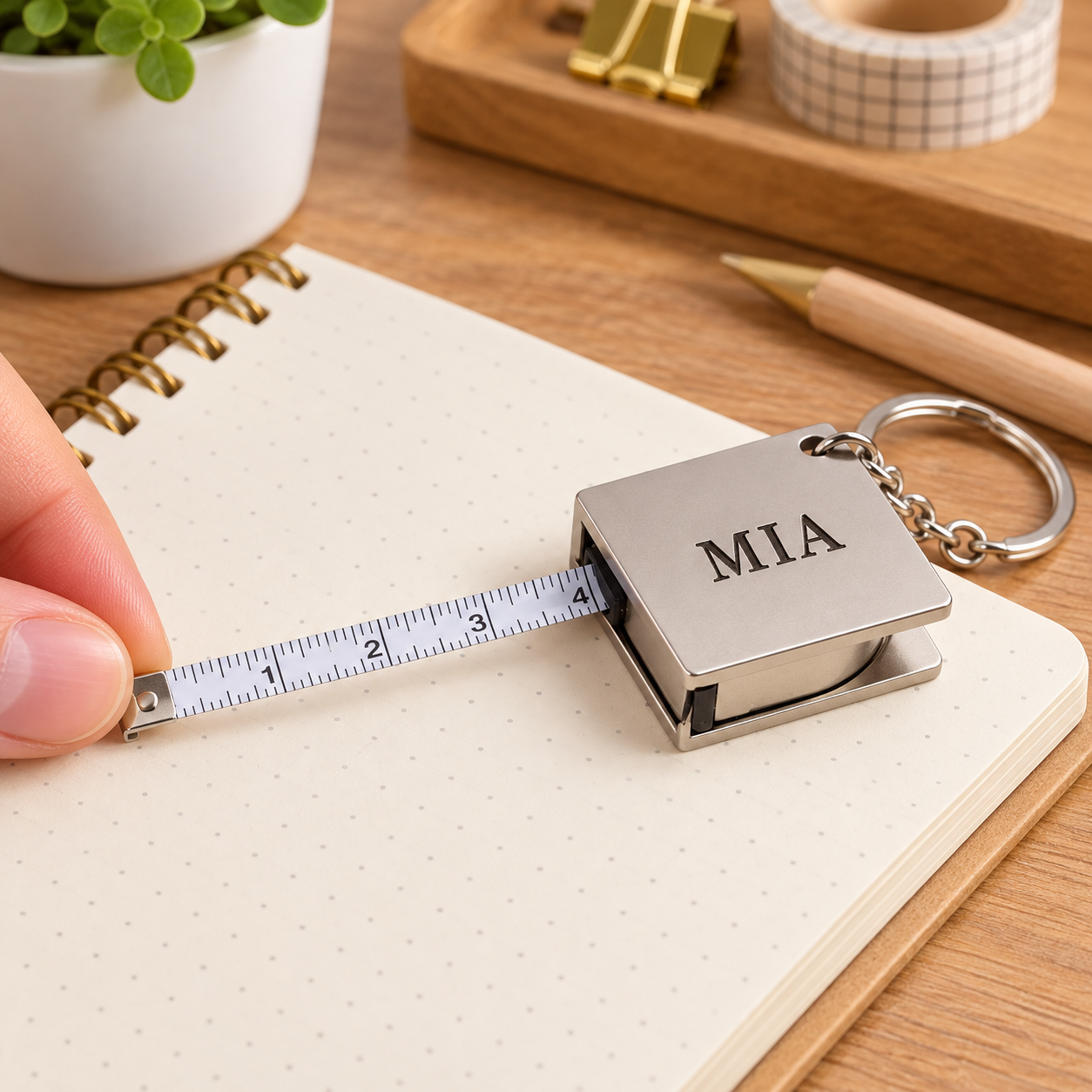 Personalized Metal Tape Measure Keychain with Engraving