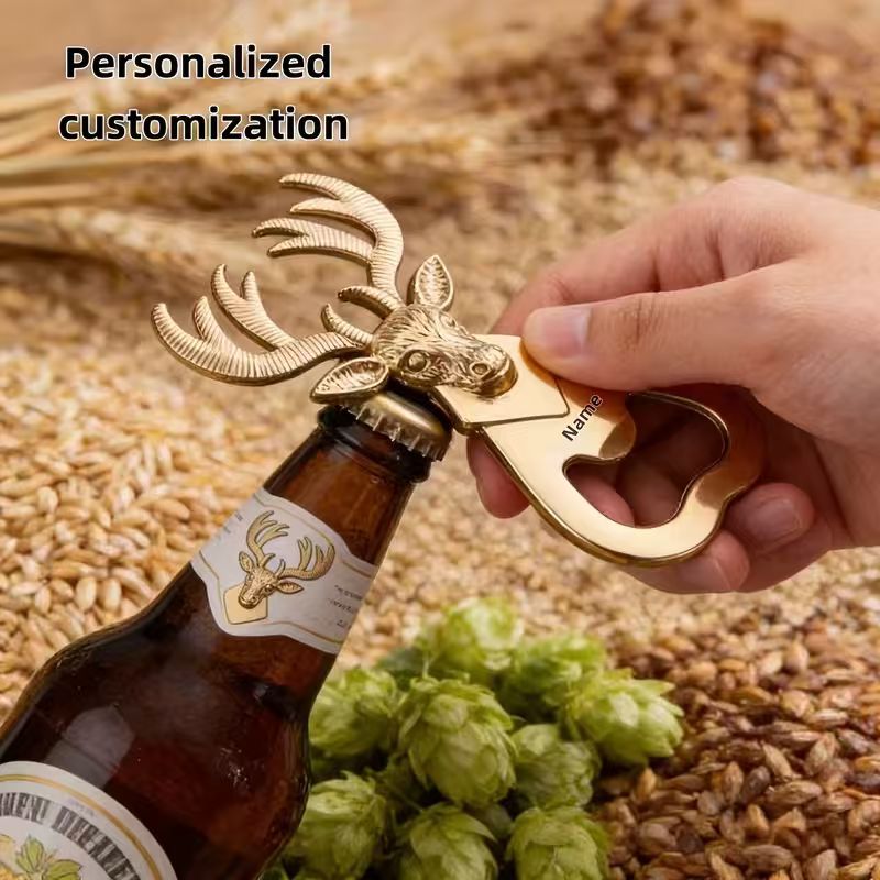 Personalized Deer Head Bottle Opener – Custom Engraved Name Gift