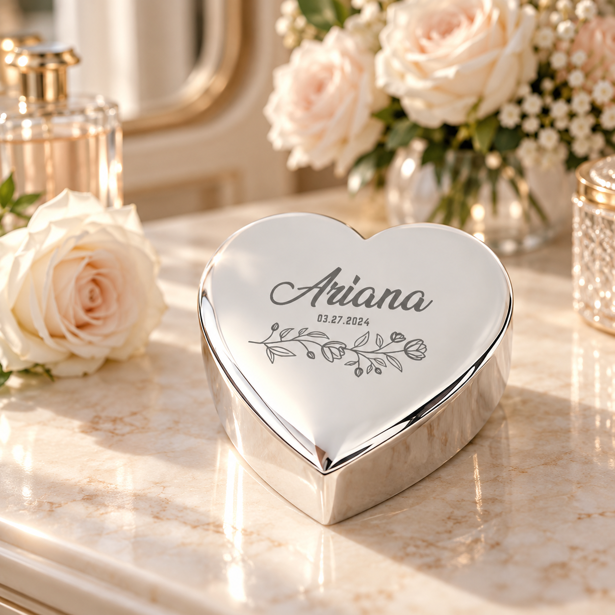 Personalized Heart Ring Box – Custom Name & Date