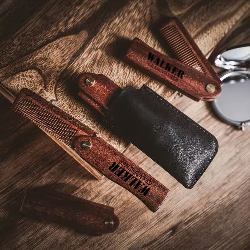 Personalized Folding Wooden Comb – Custom Engraved Pocket Comb
