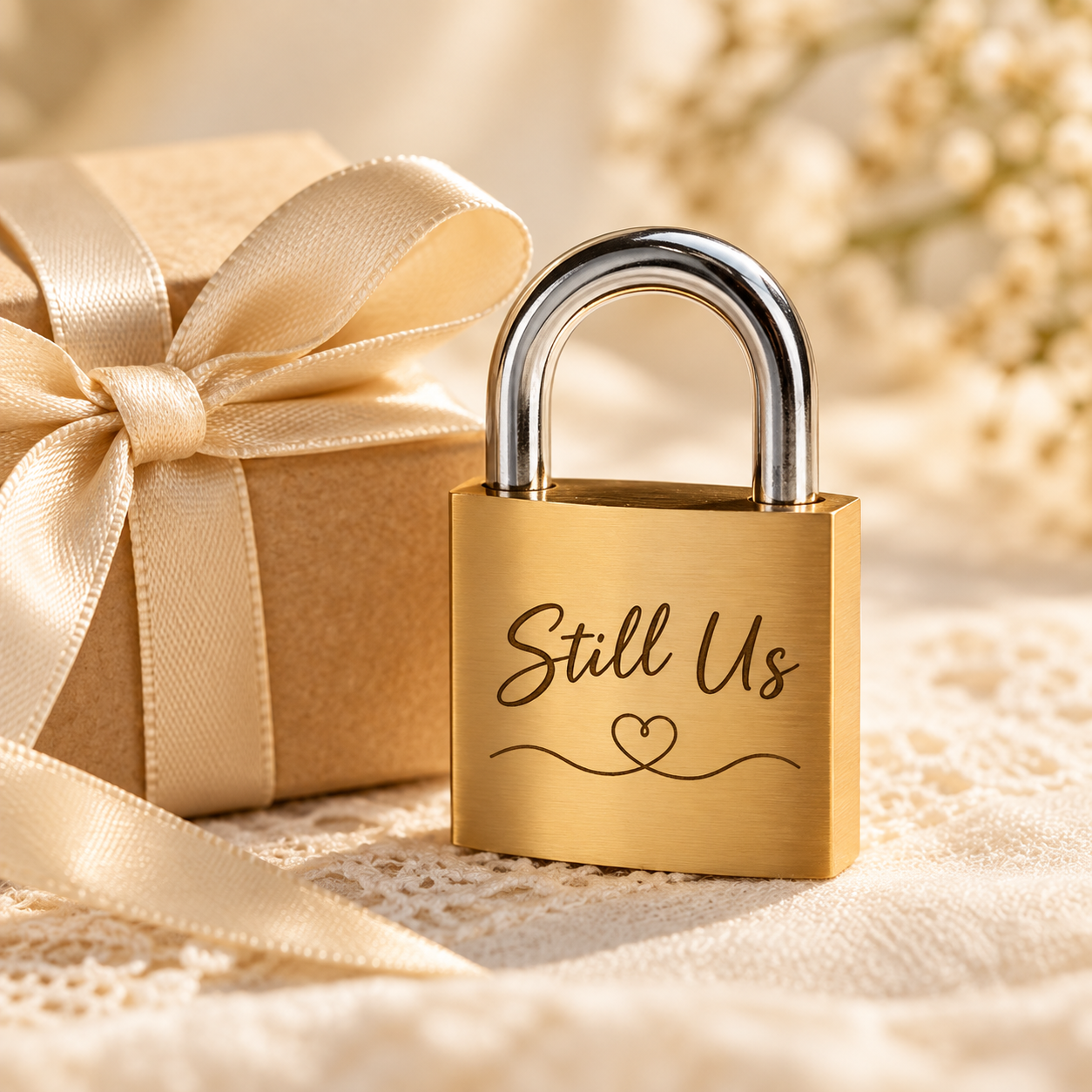 Personalized Gold Love Padlock – Custom Engraved Names and Date