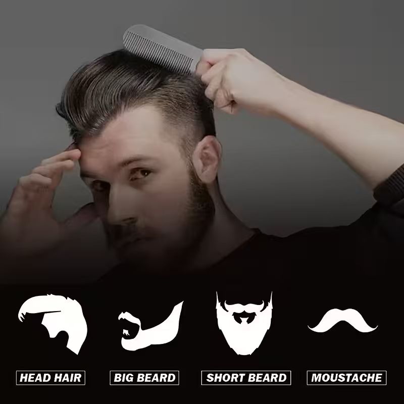 Personalized Stainless Steel Beard Comb – Custom Engraved Grooming Gift