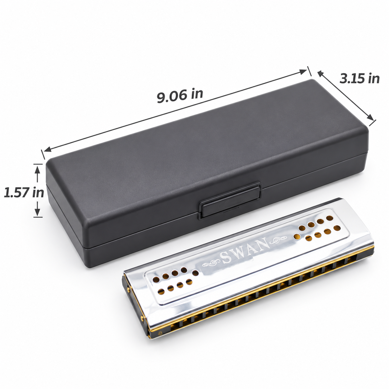 Personalized Silver Harmonica with Storage Case – Custom Engraved Gift