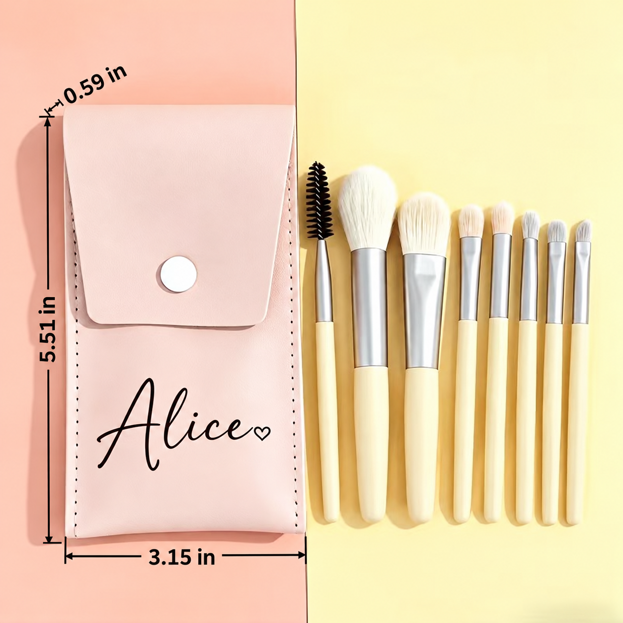 Personalized Makeup Brush Set with Custom Name Pouch